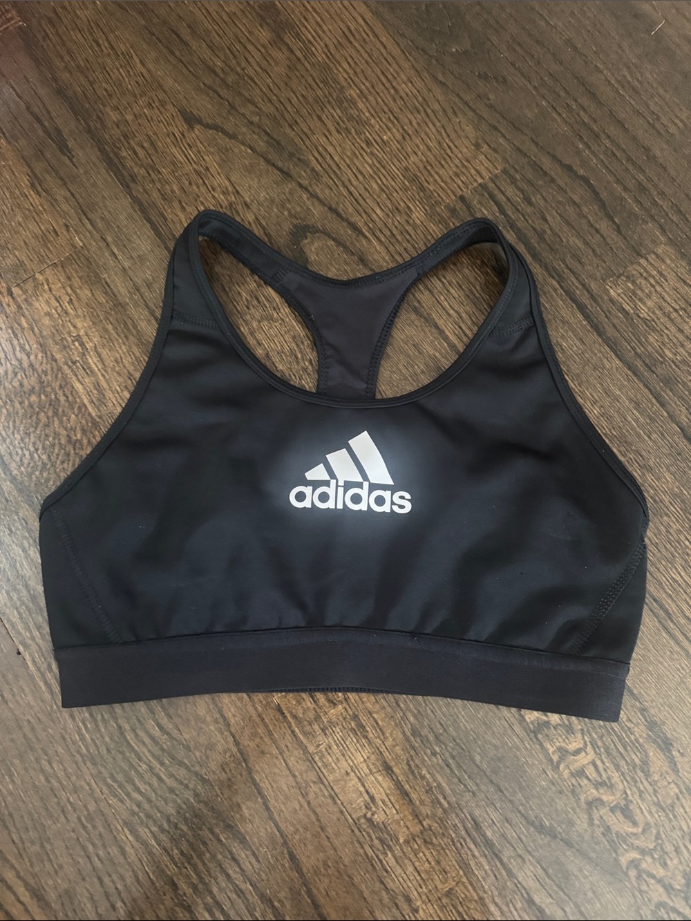 adidas Black Racerback Logo Sports Bra